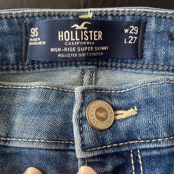 Hollister High Rise Super Skinny Soft Stretch Blue Denim Jeans Size 9S - Picture 6 of 7